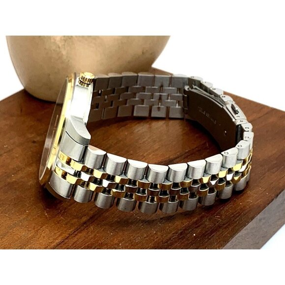 Bulova Men's Watch 98D163 Black Dial Diamond Accent Quartz Two Tone Steel - Picture 8 of 13